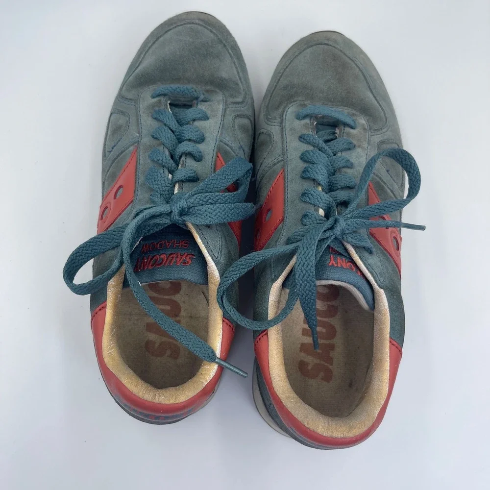 Saucony Shadow Original Mens Size 8.5 Blue Red Suede Low Top Lifestyle Sneakers